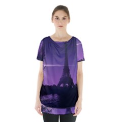 Eiffel Tower Paris-nigh Silhouette Skirt Hem Sports Top by Wegoenart