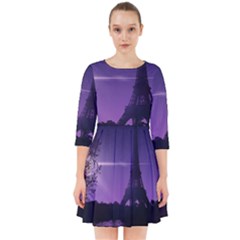 Eiffel Tower Paris-nigh Silhouette Smock Dress by Wegoenart