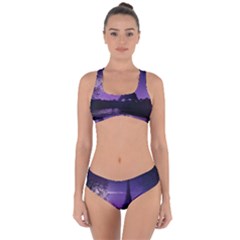 Eiffel Tower Paris-nigh Silhouette Criss Cross Bikini Set by Wegoenart