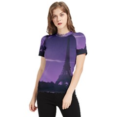 Eiffel Tower Paris-nigh Silhouette Women s Short Sleeve Rash Guard by Wegoenart