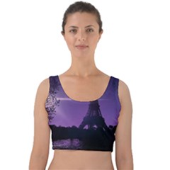 Eiffel Tower Paris-nigh Silhouette Velvet Crop Top by Wegoenart