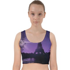 Eiffel Tower Paris-nigh Silhouette Velvet Racer Back Crop Top by Wegoenart