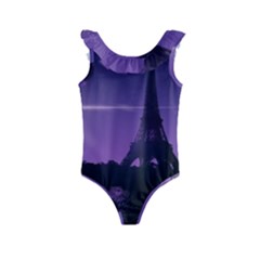 Eiffel Tower Paris-nigh Silhouette Kids  Frill Swimsuit by Wegoenart