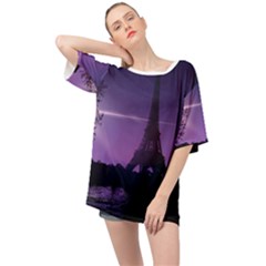 Eiffel Tower Paris-nigh Silhouette Oversized Chiffon Top by Wegoenart