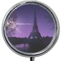 Eiffel Tower Paris-nigh Silhouette Mini Round Pill Box View1