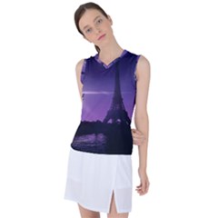 Eiffel Tower Paris-nigh Silhouette Women s Sleeveless Sports Top by Wegoenart