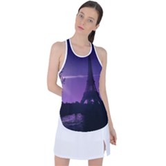 Eiffel Tower Paris-nigh Silhouette Racer Back Mesh Tank Top by Wegoenart