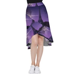 Eiffel Tower Paris-nigh Silhouette Frill Hi Low Chiffon Skirt by Wegoenart