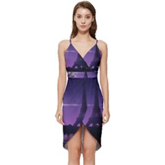 Eiffel Tower Paris-nigh Silhouette Wrap Frill Dress