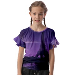 Eiffel Tower Paris-nigh Silhouette Kids  Cut Out Flutter Sleeves by Wegoenart