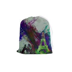 Eiffel Tower Paris France Europe Drawstring Pouch (medium) by Wegoenart