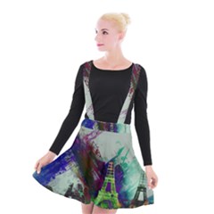 Eiffel Tower Paris France Europe Suspender Skater Skirt by Wegoenart