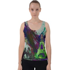 Eiffel Tower Paris France Europe Velvet Tank Top by Wegoenart