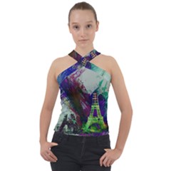 Eiffel Tower Paris France Europe Cross Neck Velour Top by Wegoenart