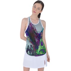 Eiffel Tower Paris France Europe Racer Back Mesh Tank Top by Wegoenart