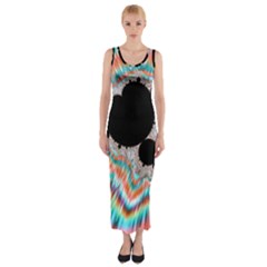 Fractal Abstract Background Fitted Maxi Dress by Wegoenart