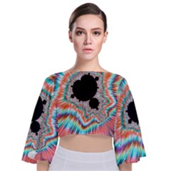 Fractal Abstract Background Tie Back Butterfly Sleeve Chiffon Top by Wegoenart