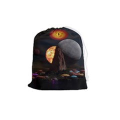 Eye Of Sauron Space Mushroom Moon Drawstring Pouch (medium) by Wegoenart