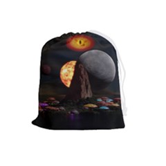 Eye Of Sauron Space Mushroom Moon Drawstring Pouch (large) by Wegoenart