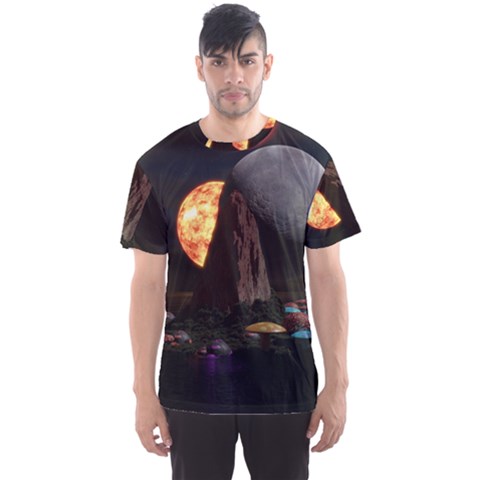 Eye Of Sauron Space Mushroom Moon Men s Sport Mesh Tee by Wegoenart