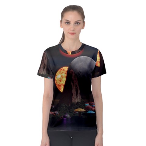 Eye Of Sauron Space Mushroom Moon Women s Sport Mesh Tee by Wegoenart