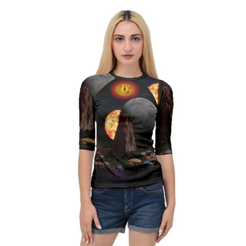 Eye Of Sauron Space Mushroom Moon Quarter Sleeve Raglan Tee by Wegoenart