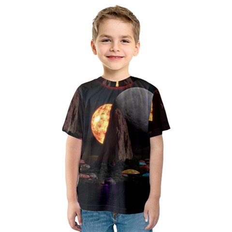 Eye Of Sauron Space Mushroom Moon Kids  Sport Mesh Tee by Wegoenart