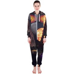 Eye Of Sauron Space Mushroom Moon Hooded Jumpsuit (ladies) by Wegoenart