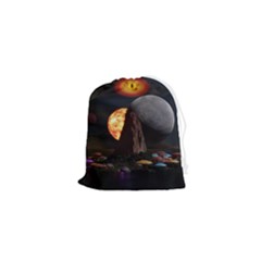 Eye Of Sauron Space Mushroom Moon Drawstring Pouch (xs) by Wegoenart