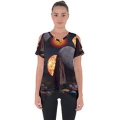 Eye Of Sauron Space Mushroom Moon Cut Out Side Drop Tee by Wegoenart