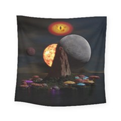 Eye Of Sauron Space Mushroom Moon Square Tapestry (small) by Wegoenart