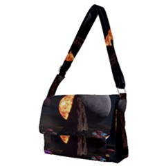 Eye Of Sauron Space Mushroom Moon Full Print Messenger Bag (m) by Wegoenart