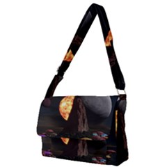 Eye Of Sauron Space Mushroom Moon Full Print Messenger Bag (l) by Wegoenart