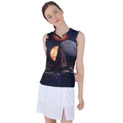 Eye Of Sauron Space Mushroom Moon Women s Sleeveless Sports Top by Wegoenart