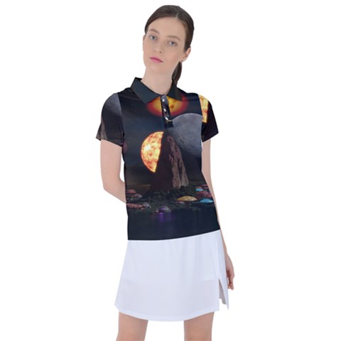 Eye Of Sauron Space Mushroom Moon Women s Polo Tee by Wegoenart