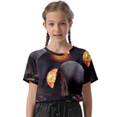 Eye Of Sauron Space Mushroom Moon Kids  Basic Tee by Wegoenart