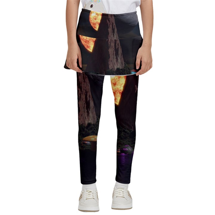 Eye Of Sauron Space Mushroom Moon Kids  Skirted Pants