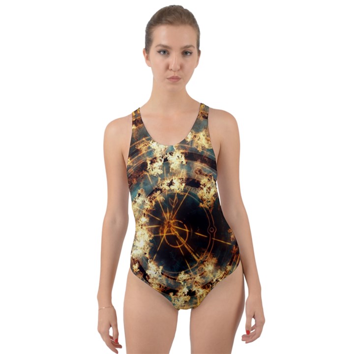 Science Fiction Background Fantasy Cut-Out Back One Piece Swimsuit