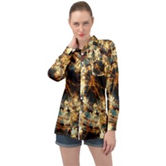 Science Fiction Background Fantasy Long Sleeve Satin Shirt