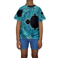 Mandelbrot Apple Fractal Abstract Kids  Short Sleeve Swimwear by Wegoenart