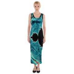 Mandelbrot Apple Fractal Abstract Fitted Maxi Dress by Wegoenart