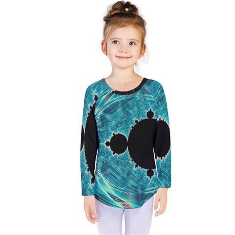 Mandelbrot Apple Fractal Abstract Kids  Long Sleeve Tee by Wegoenart