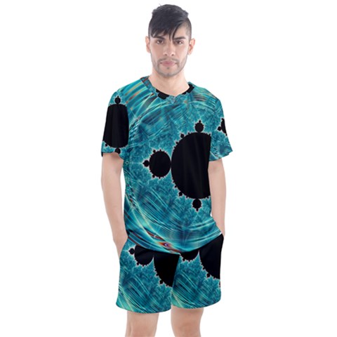 Mandelbrot Apple Fractal Abstract Men s Mesh Tee And Shorts Set by Wegoenart