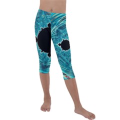 Mandelbrot Apple Fractal Abstract Kids  Lightweight Velour Capri Leggings  by Wegoenart