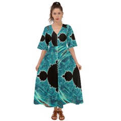 Mandelbrot Apple Fractal Abstract Kimono Sleeve Boho Dress by Wegoenart