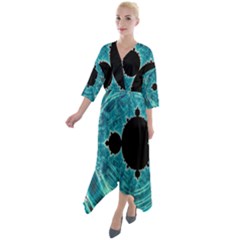 Mandelbrot Apple Fractal Abstract Quarter Sleeve Wrap Front Maxi Dress by Wegoenart