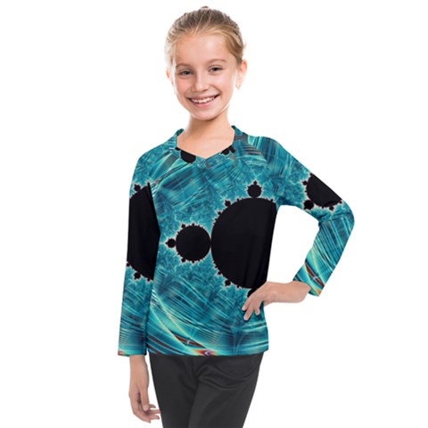 Mandelbrot Apple Fractal Abstract Kids  Long Mesh Tee by Wegoenart