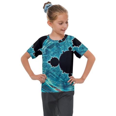 Mandelbrot Apple Fractal Abstract Kids  Mesh Piece Tee by Wegoenart