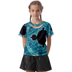 Mandelbrot Apple Fractal Abstract Kids  Front Cut Tee by Wegoenart