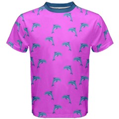 Pink and blue, cute dolphins pattern, animals theme Men s Cotton Tee